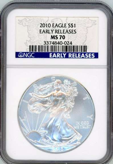 2010 American Silver Eagle in NGC MS70 Early Release