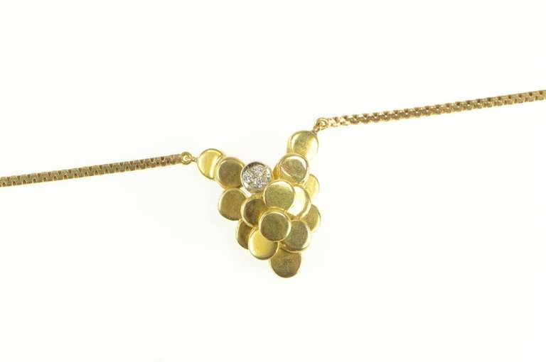 14K Yellow Gold 1950's Geometric Layered Cluster Statement Necklace