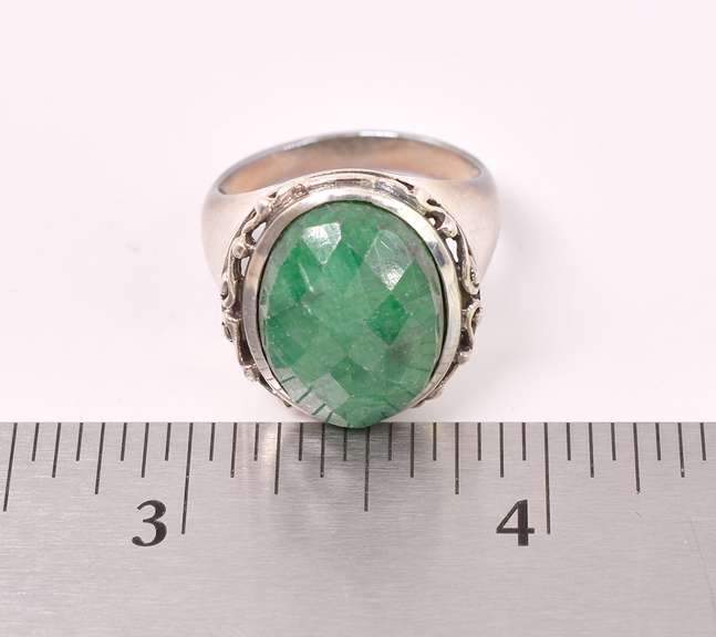 Green Gem In Sterling Ring