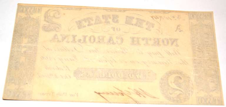 $2 State of North Carolina Raleigh 1861 Note