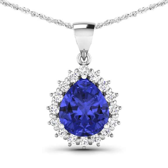3.25 Ct Natural Tanzanite & Diamond Pendant