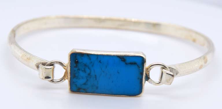 Vintage 925 Sterling Silver Turquoise Bangle