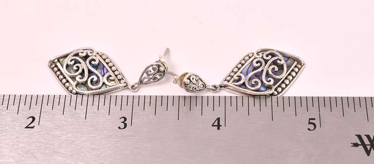 Amazing Abalone Sterling Silver Dangle Earrings