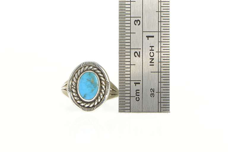 Sterling Silver Native American Turquoise Navajo Cabochon Ring