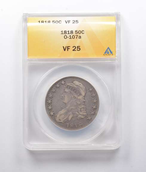 VF25 1818 Capped Bust Half Dollar O-107a ANACS