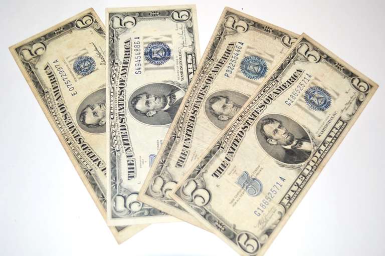 5 Different Blue Seal $5 Silver Certificates