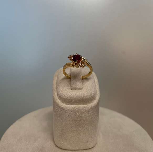 14kt Solid Yellow Gold, Ruby, & Diamond Ring
