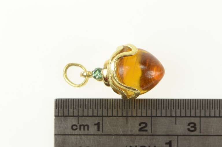 14K Yellow Gold Citrine Pear Tear Drop Blue Topaz Wavy Charm/Pendant