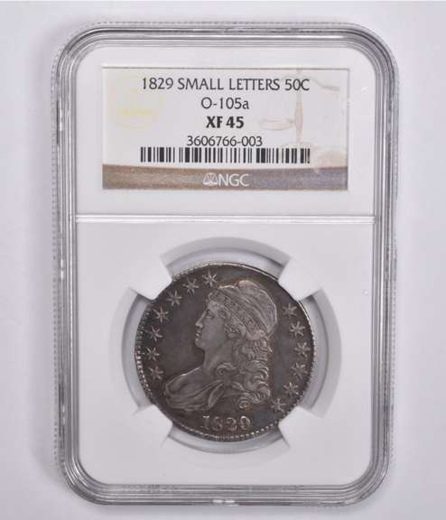 XF45 1829 Capped Bust Half Dollar O-105a Small Letters NGC