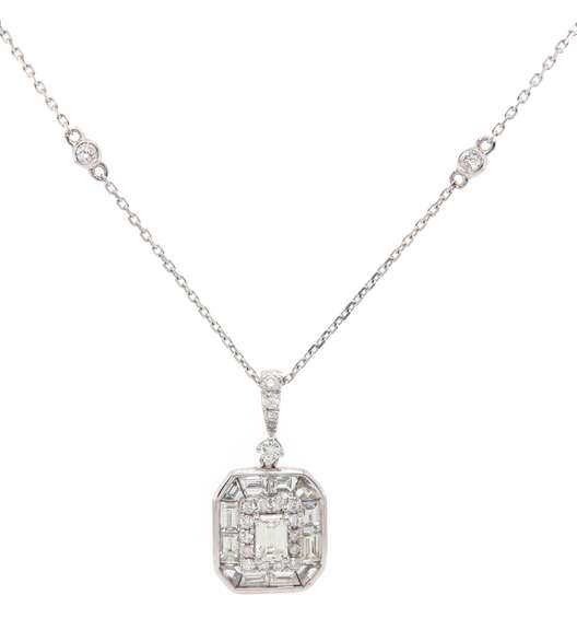 New 1.11ctw Mixed Diamond Pendant Necklace in 14K White Gold