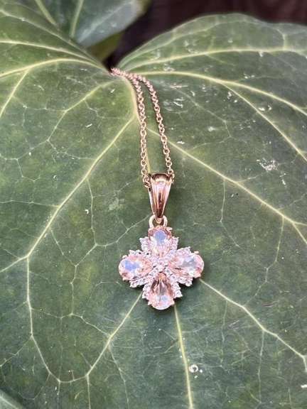 14 Kt Rose Gold Plated Sparkling Natural Morganite  Pendant