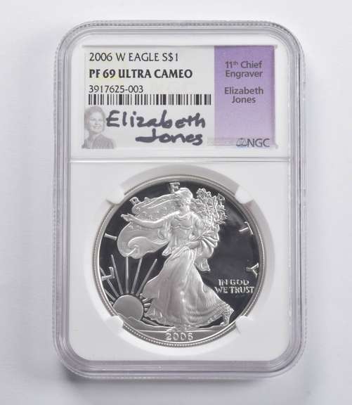PF69 UCAM 2006-W American Silver Eagle Signed Jones NGC