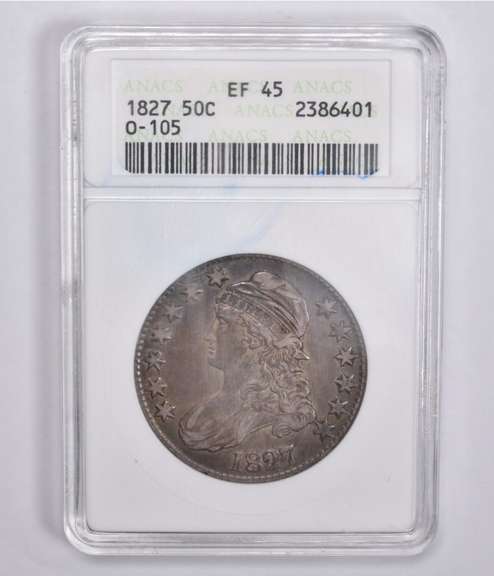 EF45 1827 Capped Bust Half Dollar O-105 ANACS