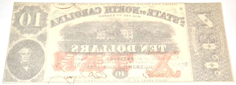 Gem Unc State of North Carolina $10 Oct 20 1863 Series Note. CR 122.