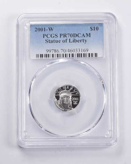 PR70 DCAM 2001-W $10 American Platinum Eagle Statue Of Liberty PCGS