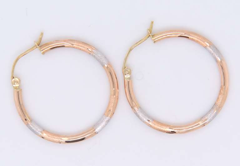 Beautiful Tri Color Gold Hoop Earrings