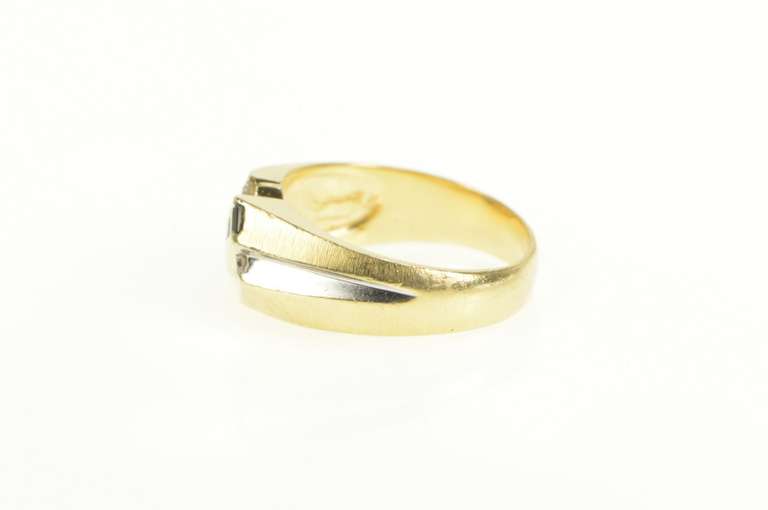 14K Yellow Gold 1.03 Ctw Sapphire Diamond Striped Squared Ring
