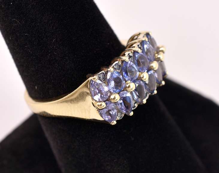 Elegant Purple Iolite Ring in 14K Yellow Gold