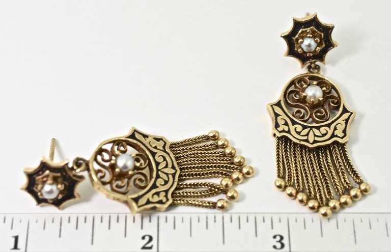 Fabulous Vintage Pearl and 14K Dangle Earrings