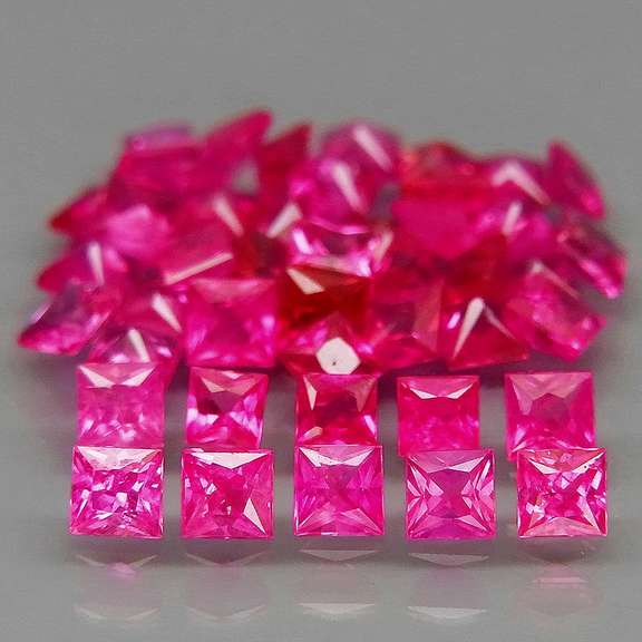 Rare heated only 3.53ct princess cut pink Sapphire set