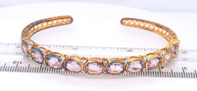 Vintage 925 Sterling Silver Cubic Zirconia Cuff Bangle