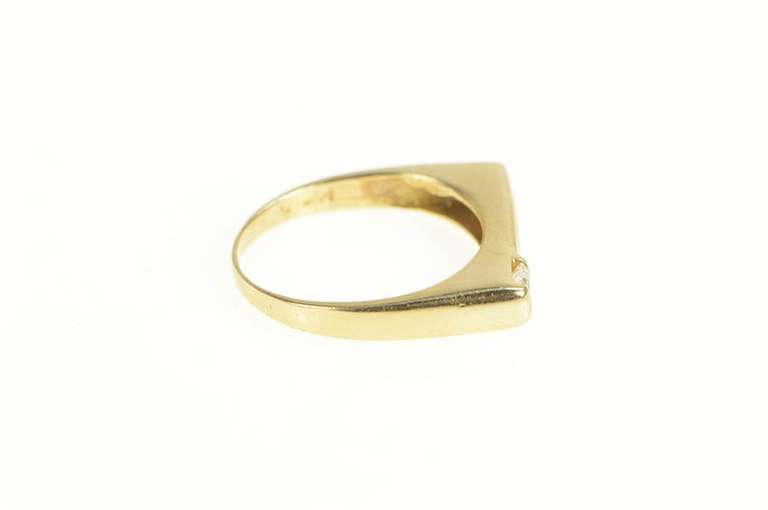 14K Yellow Gold Squared Solitaire Geometric Stackable CZ Band Ring