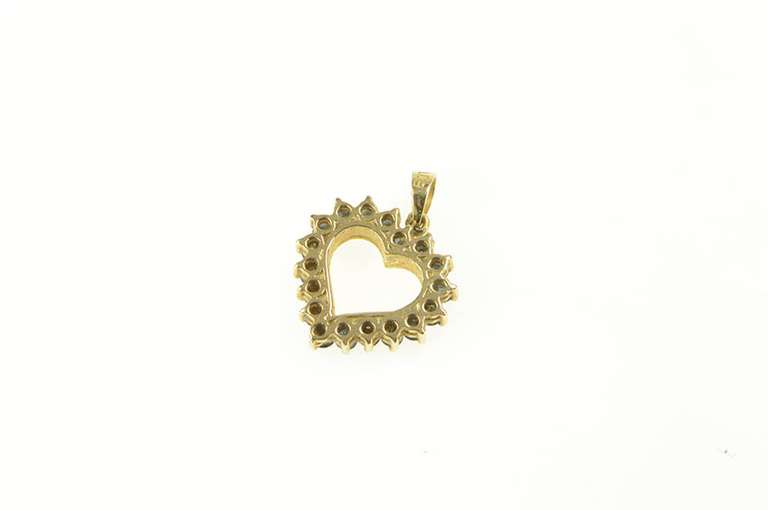 14K Yellow Gold Heart Sapphire Halo Love Symbol Classic Pendant