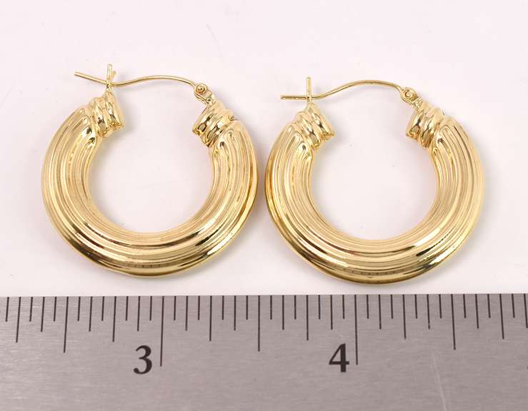 Dazzling Golden Hoop Earrings in 14K Yellow Gold