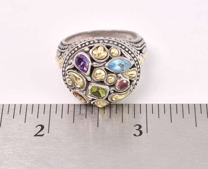 Multi-gem Sterling Silver Ring