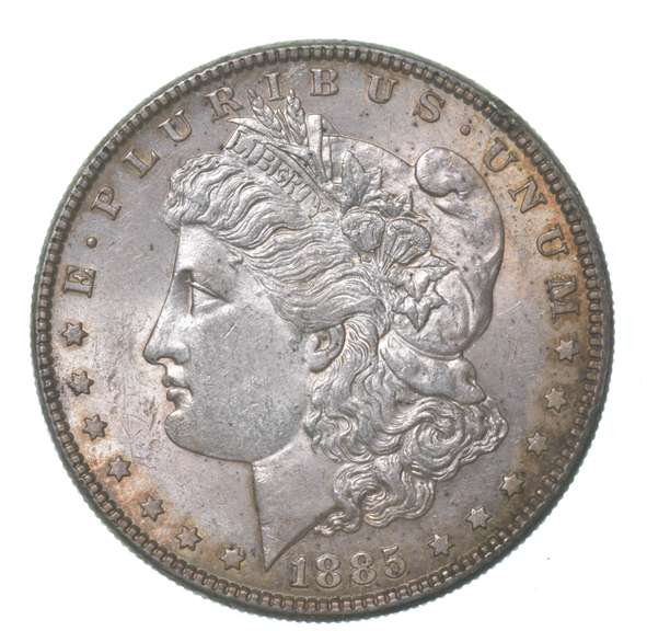 1885 Morgan Silver Dollar Toned Great Rainbow Color!