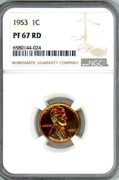 1953 Lincoln Wheat Cent in NGC PF67RD