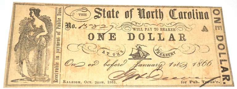 State of North Carolina $1 Oct 20 1861 Series Note
