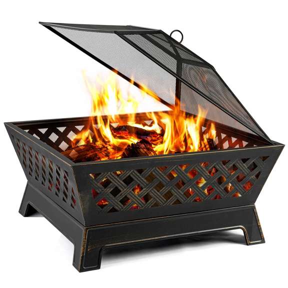 34 Inch Fire Pits Large Wood Burning Deep Steel