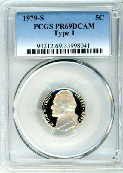 1979-S Proof Type 1 Jefferson Nickel in PCGS PR69RD DCAM
