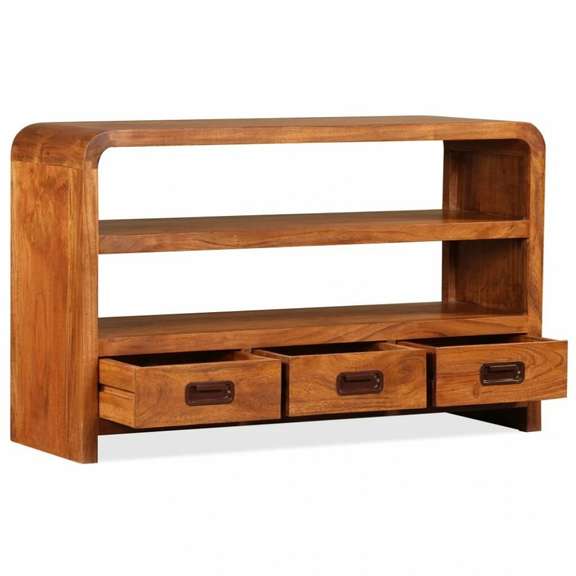 TV Cabinet Solid Wood Sheesham Finish 35.4x11.8x21.6in