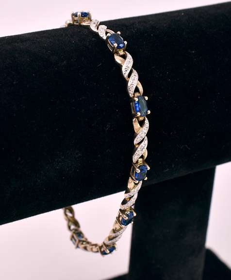 Vermeil Blue Stone & Illusion Style Bracelet