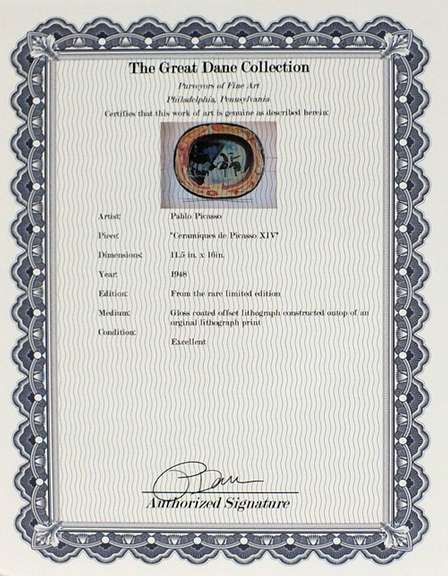 Very rare Picasso offset lithograph in gloss coated from 1948