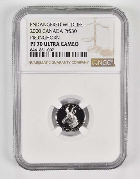 PF70 UCAM 2000 Canada $30 Platinum Pronghorn Endangered Wildlife NGC
