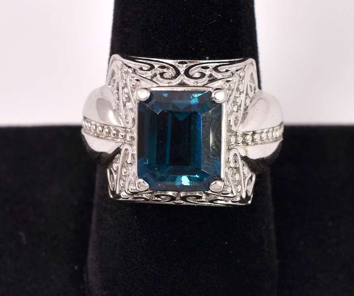 Blue Spinel Set In Sterling Ring