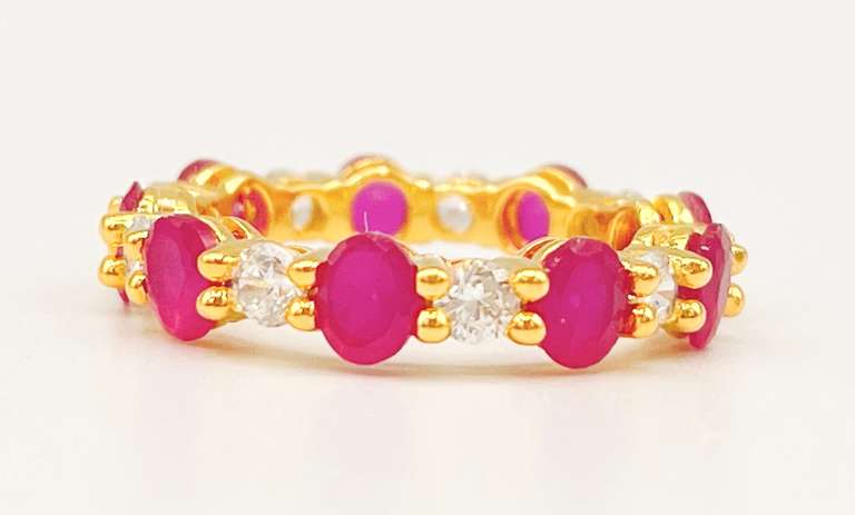 Beautiful Ruby & White Sapphire Eternity Band Ring