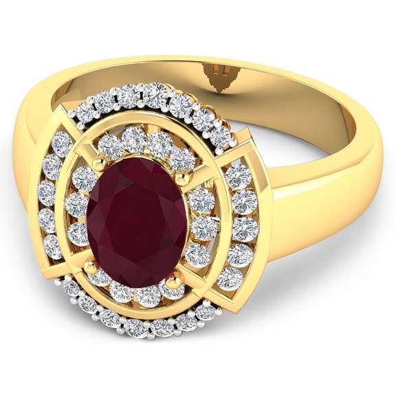 Men's 14 Kt Gold Ct Natural Ruby & Diamond Ring