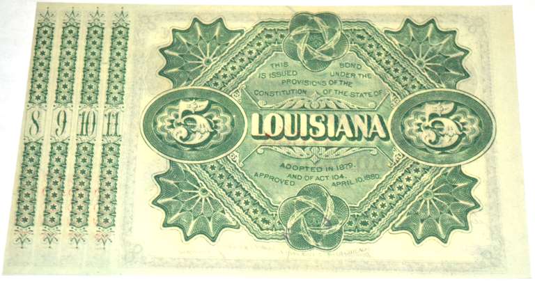 $5 1880 Green Series Louisiana Baby Bond Note