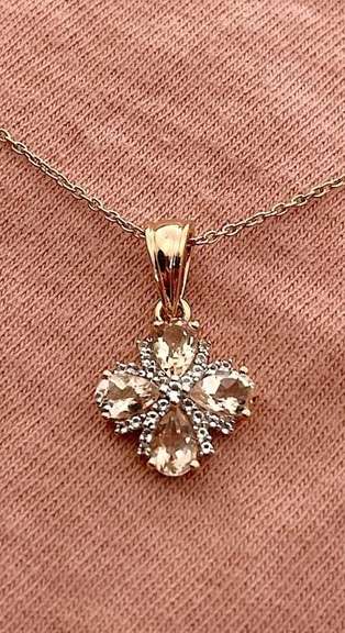 Sparkling Natural Morganite 14 Kt Rose Gold Plated Pendant