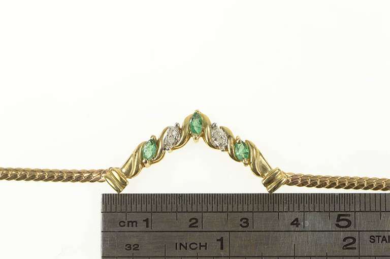 10K Yellow Gold 0.53 Ctw Marquise Emerald Diamond Chevron Necklace