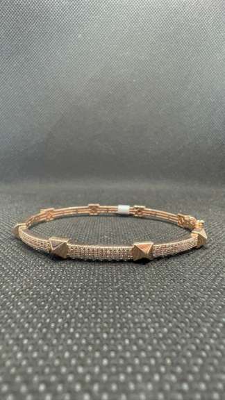 14K ROSE GOLD PYRAMID STUD BANGLE WITH 1 CT IN DIAMONDS