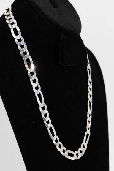 Men's 1mm Solid .925 Sterling Silver Flat Figaro Chain Link Italy Necklace 26"