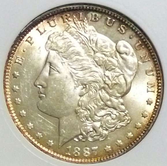 Exceptional BU 1887 New Orleans Minted Morgan Silver Dollar Nice Edge Toning!