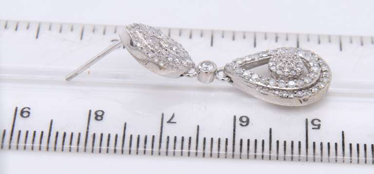 Dazzling White Gold Iced Diamond Pear Shaped Dangle Earrings