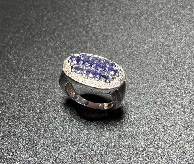 Dazzling Rhodium Plated 1.75 Cttw Natural Tanzanite Ring