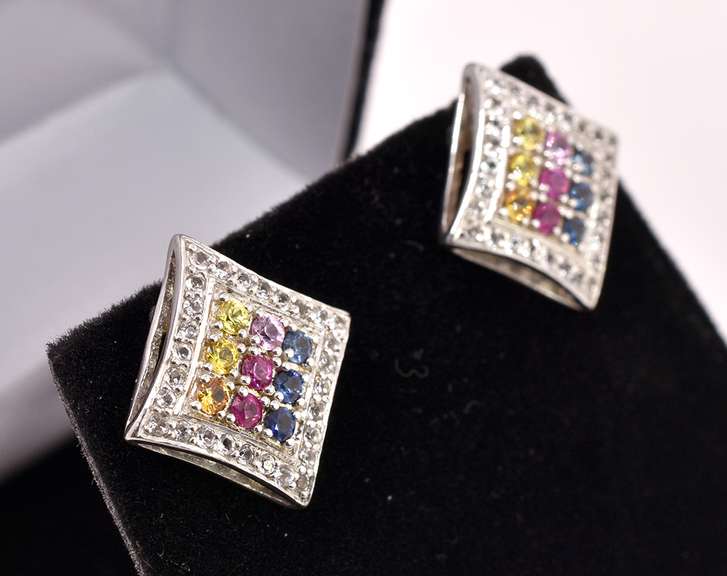 Multi-gem Sterling Earrings
